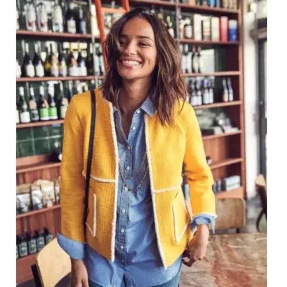 Boden Ida Yellow Blazer with White Trim